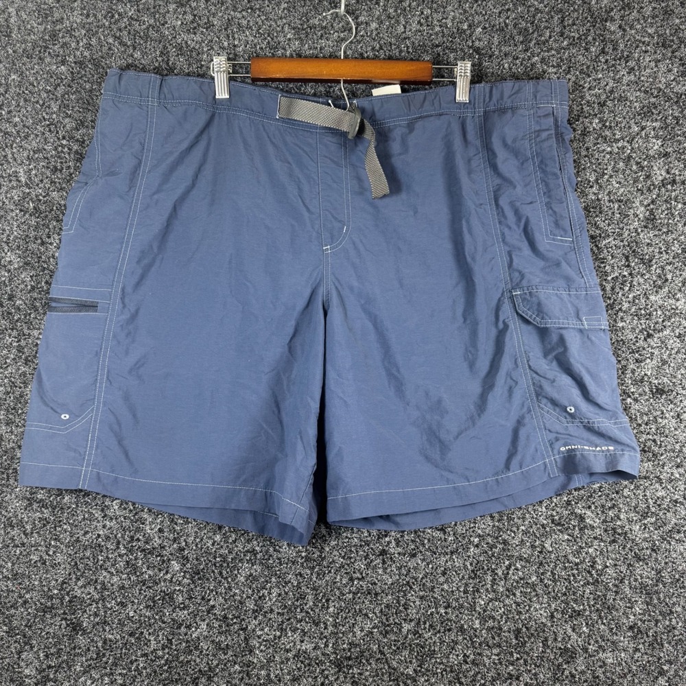 Columbia Mens XXL Omni-Shade Cargo Shorts Navy Blue Nylon Belted AM4544